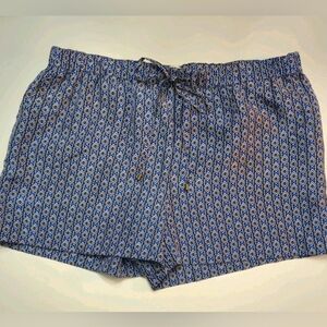 Derek Lam 10 Crosby Medium Silk Soft Geometric Shorts Blue Black